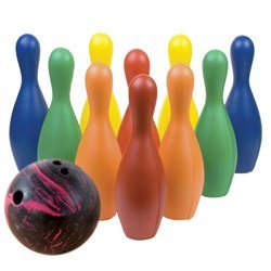 Multi-Color Plastic Bowling Set w/Ball