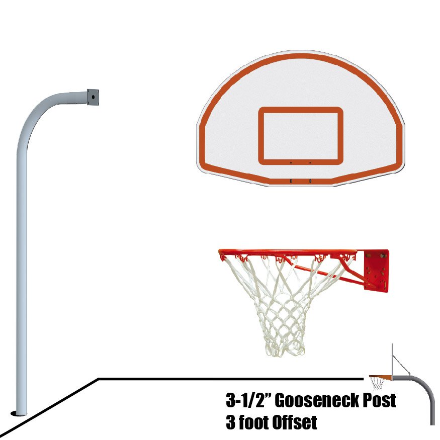 JayPro Gooseneck Basketball System - 3-1/2 in. Pole - 36 in. Offset 1 JayPro Gooseneck Basketball System - 3-1/2 in. Pole - 36 in. Offset