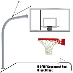 JayPro Gooseneck Basketball System - 5-9/16 in. Pole - 6 ft Offset