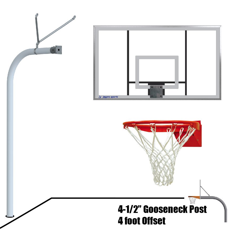 JayPro Gooseneck Basketball System - 4-1/2 in. Pole - 4 ft Offset 4 JayPro Gooseneck Basketball System - 4-1/2 in. Pole - 4 ft Offset - Image 4