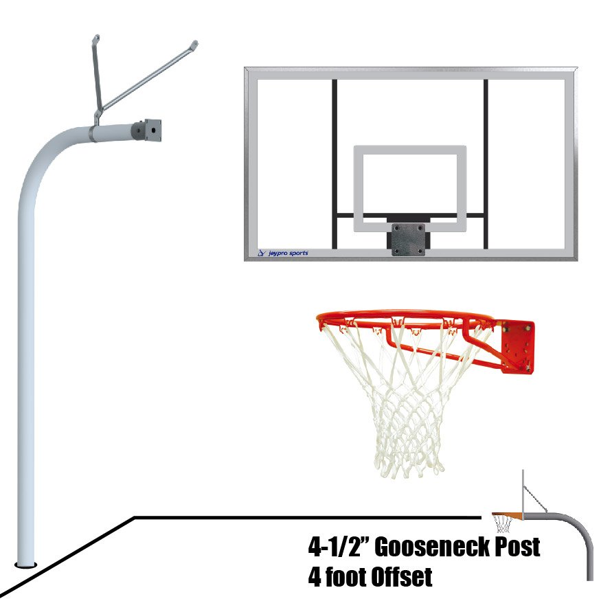 JayPro Gooseneck Basketball System - 4-1/2 in. Pole - 4 ft Offset 6 JayPro Gooseneck Basketball System - 4-1/2 in. Pole - 4 ft Offset - Image 6