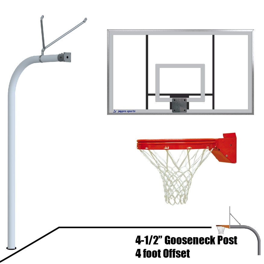 JayPro Gooseneck Basketball System - 4-1/2 in. Pole - 4 ft Offset 8 JayPro Gooseneck Basketball System - 4-1/2 in. Pole - 4 ft Offset - Image 8