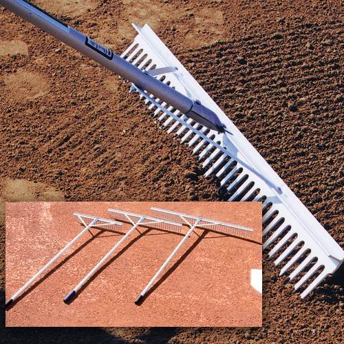 48-inch aluminum maintenance rake for baseball and softball infield leveling and grooming
