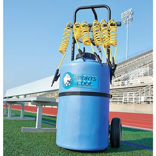 Sports Cool powered team drinker with 20-gallon tank and multiple drinking stations
