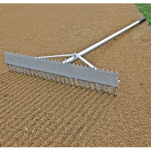 Double Play Rake dual-sided baseball field maintenance tool with leveling blade and rake